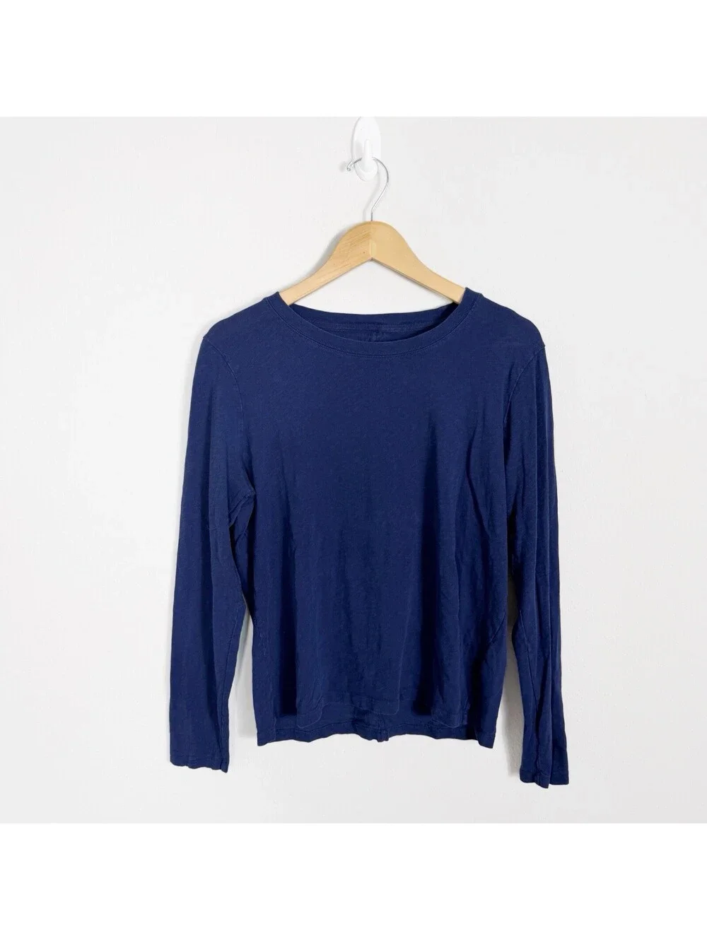 J.Crew Girlfriend Tee Shirt Womens Large Navy Blue Crew Neck Long Sleeve Top